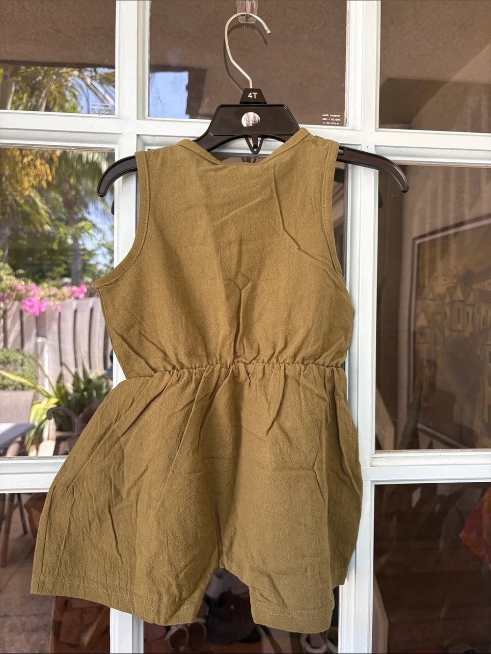 Toddler Olive One-Piece Bodysuit Dress with Snap Closures